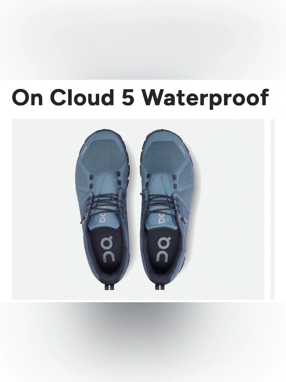 ON CLOUD 5 WATERPROOF ATHLETIC SNEAKERS METAL/NAVY BLUE WORN A FEW HOURS SZ 10